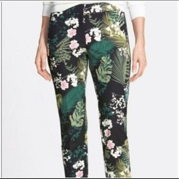 Adrianna Papell | Green Floral Pants size US 8 - Picture 1 of 6